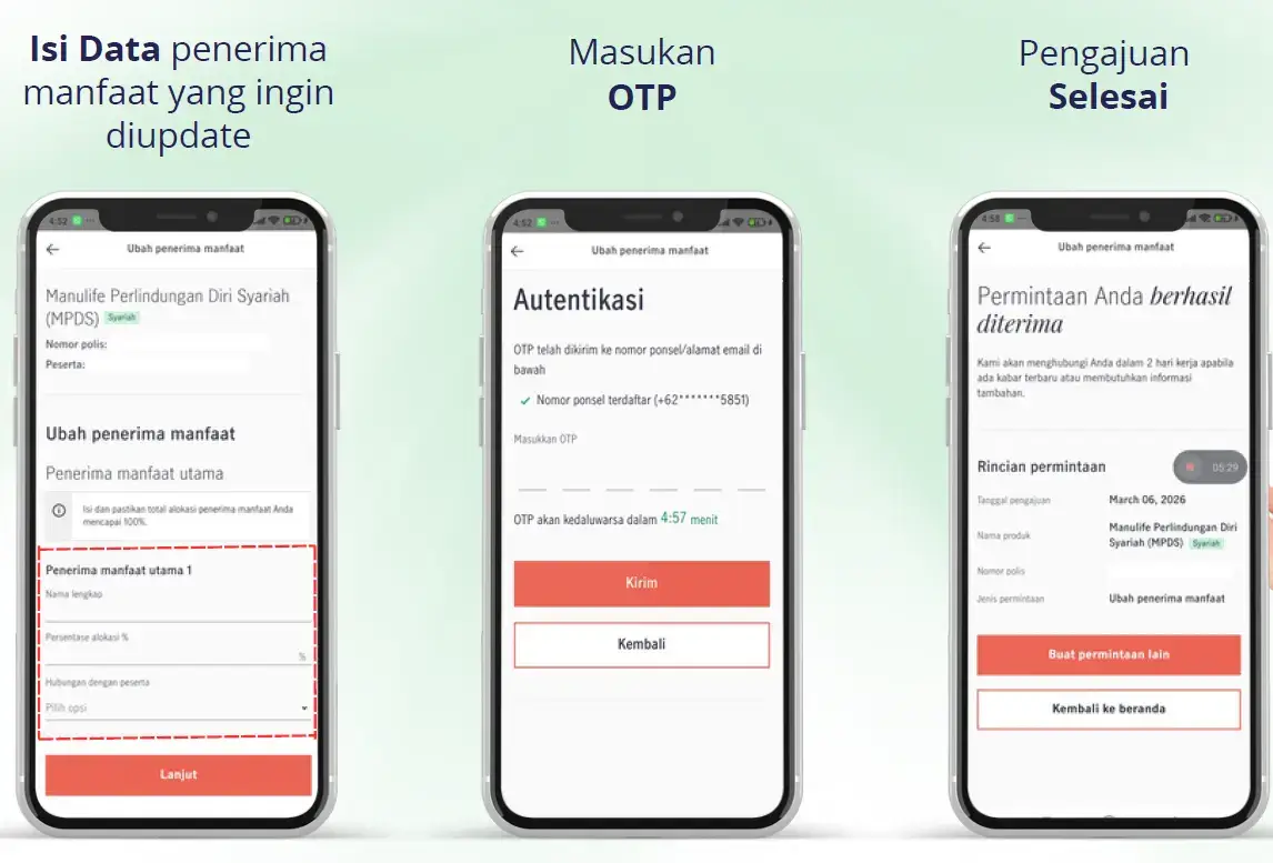 perubahan penerima manfaat